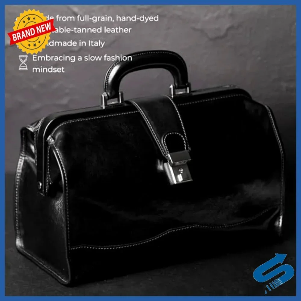 Vintage Leather Doctor Bag Handmade Italy Briefcase Adjustable Strap